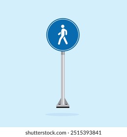 road sign icon, Warning Pedestrians road on blue round board. suitable for poster use and web icon	
