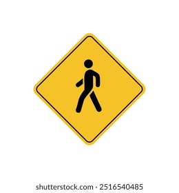 road sign icon, Warning Pedestrians road on yellow rhombus board. suitable for poster use and web icon	
