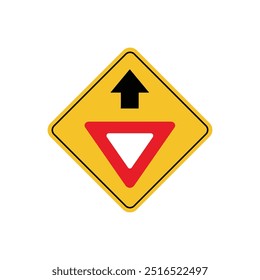 road sign icon, Yield ahead on yellow rhombus. board.suitable for poster use and web icon	
