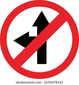 Road sign icon.Direction of movement. Warning different road sign.Permitted directions of movement at intersections, junctions and other sections of the road.Warning sign, attention road sign.