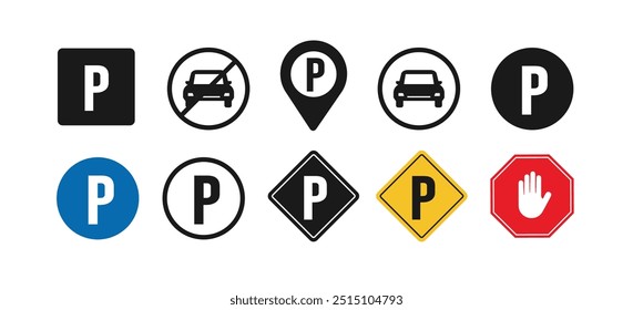 road sign icons, parking lot icons of various types. suitable for poster use and web icons	