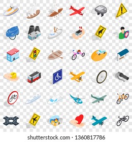 Road sign icons set. Isometric style of 36 road sign vector icons for web for any design