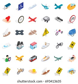 Road sign icons set. Isometric style of 36 road sign vector icons for web isolated on white background