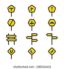 Road sign icons set - Vector - linear fill