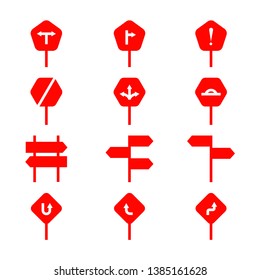 Road sign icons set - Vector - Glyph icon