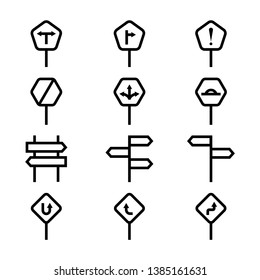 Road sign icons set - Vector - line art