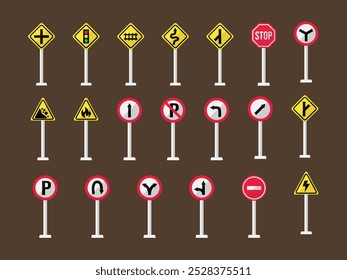 Road Sign Illustration Element Set 