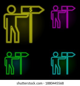 road sign of income neon color set icon. Simple thin line, outline vector of business organisation icons for ui and ux, website or mobile application