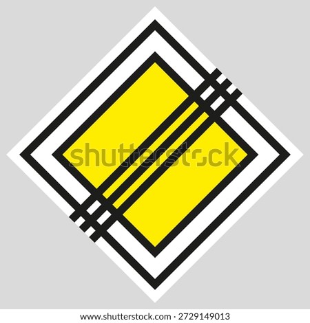 Road sign indicating the end of a main road: yellow diamond with black border. Suitable for use in road diagrams. EPS 10.