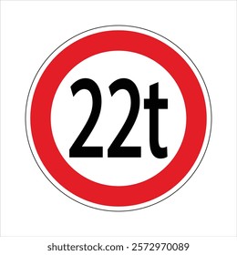 road sign indicating a weight limit of 22 tons for passing vehicles.