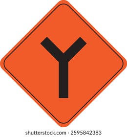 Road Sign Indicating Y-Intersection Ahead