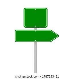 road sign isolated on a background. green traffic sign