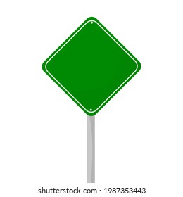 road sign isolated on a background. green traffic sign