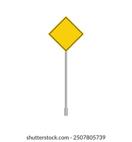 Road Sign Isolated on Transparent Background Blank Yellow Traffic. Vector illustration.