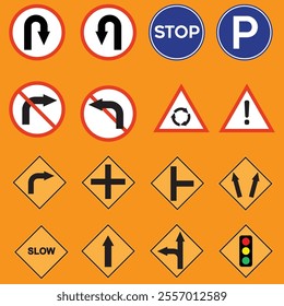Road Sign isolated vector pack.