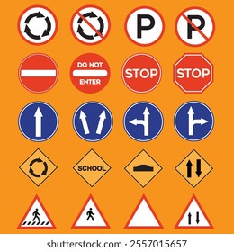 Road Sign isolated vector pack design HQ.