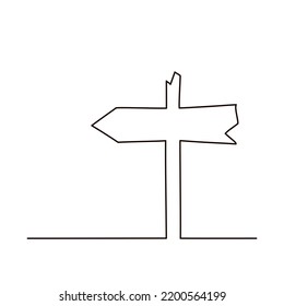 Signo de carretera izquierda Flechas Dibujo de línea continuo en una sola línea de vectores Isolación sobre un fondo blanco.