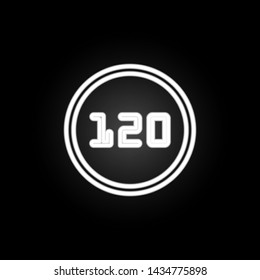 road sign limitation 120 neon icon. Elements of road sign set. Simple icon for websites, web design, mobile app, info graphics