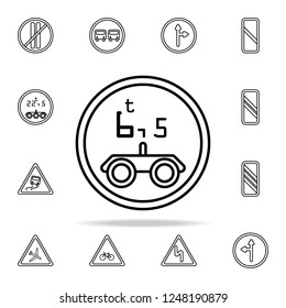 road sign limitation 6.5 tons icon. road sign icons universal set for web and mobile