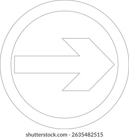 Road sign line art icon.Direction of movement. Warning different road sign.Permitted direction of movement at intersections, junctions and other sections of the road.Warning sign, attention road sign.