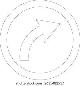 Road sign line art icon.Direction of movement. Warning different road sign.Permitted direction of movement at intersections, junctions and other sections of the road.Warning sign, attention road sign.