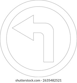 Road sign line art icon.Direction of movement. Warning different road sign.Permitted direction of movement at intersections, junctions and other sections of the road.Warning sign, attention road sign.