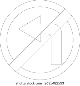 Road sign line art icon.Direction of movement. Warning different road sign.Permitted direction of movement at intersections, junctions and other sections of the road.Warning sign, attention road sign.