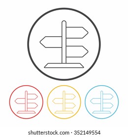 road sign line icon