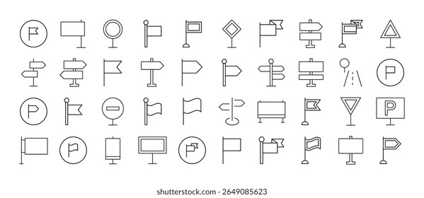 Símbolo de Estrada Icon Bundle. Outline Signs para Gráficos e Web Design, Apps, Anúncios, Vários Cartões