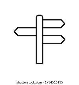 Road sign line icon. Signpost outline linear symbol. Travel pointer. Vector isolated on the white background