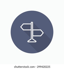 Road sign Line icon Single  on color circle background