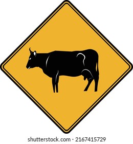 Road sign, livestock drive. Warning to motorists on the road. Vector image.