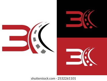 Road sign logo with letter 3. Transportation and traffic Sign Symbol