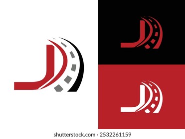 Road sign logo with letter J. Transportation and traffic Sign Symbol