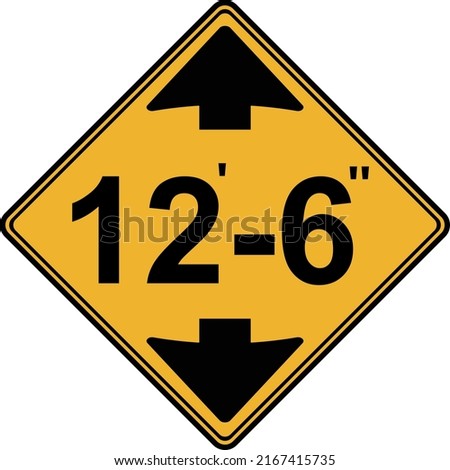 A road sign, a low bridge or overpass ahead. Warning to motorists on the road. Vector image.