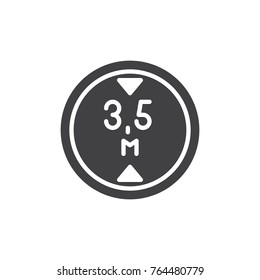 Road sign maximum height 3,5 icon vector, filled flat sign, solid pictogram isolated on white. Symbol, logo illustration.