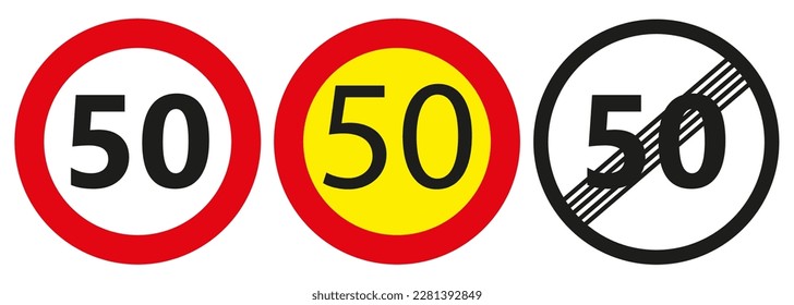 Señal de la carretera Límite máximo de velocidad indicado en el signo.