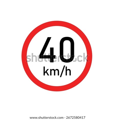 Road sign maximum speed limit 40 kmh. isolated road sign icon on white background. driving rule sign. vector illustration