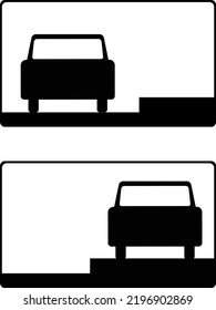 Road sign. The method of placing the vehicle in the parking lot. A white rectangle in a black frame. Vector image.