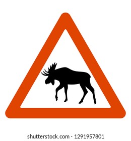 road sign,  moose  crossing the road, vector illustration