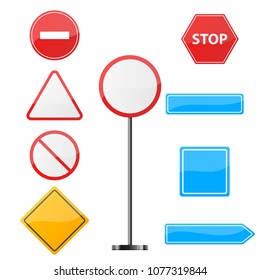 Road sign. Nine items template. Vector eps 10