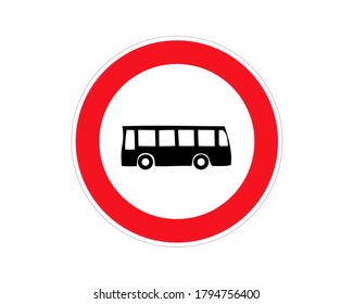 Road sign no bus entry. Vector illustration.