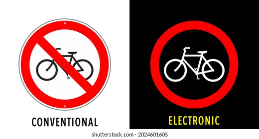 Signo de ruta: No hay entrada para bicicletas. Un simple diseño de vector plano.