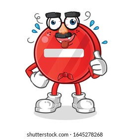 road sign. no entry sign comedian funny face cartoon with big nose mask. cartoon mascot vector