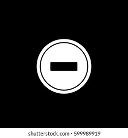 Road Sign No Entry Flat Icon On Black Background