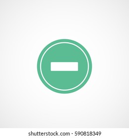 Road Sign No Entry Green Flat Icon On White Background