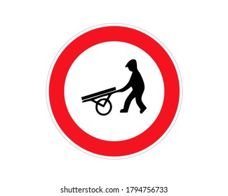 Road sign no hand trucks. Vector illustration.