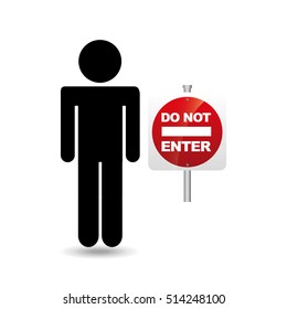 road sign not enter silhouette man vector illustration eps 10