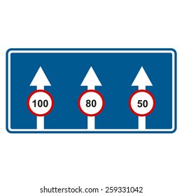 Road sign. Number of stripes.
