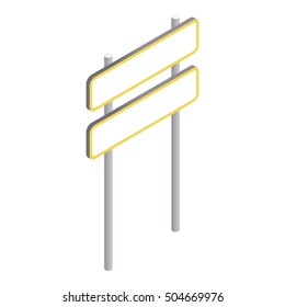 Road sign on pole icon. Isometric 3d illustration of road sign on pole vector icon for web
